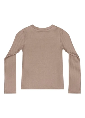 Quimby - Blusa Manga Longa Básica Menina Marrom - QUIMBY