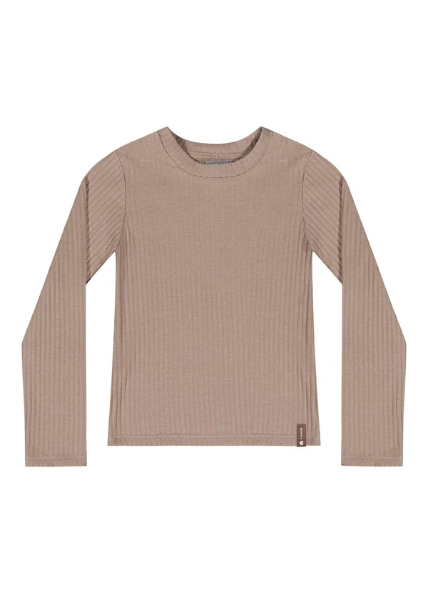 Quimby - Blusa Manga Longa Básica Menina Marrom