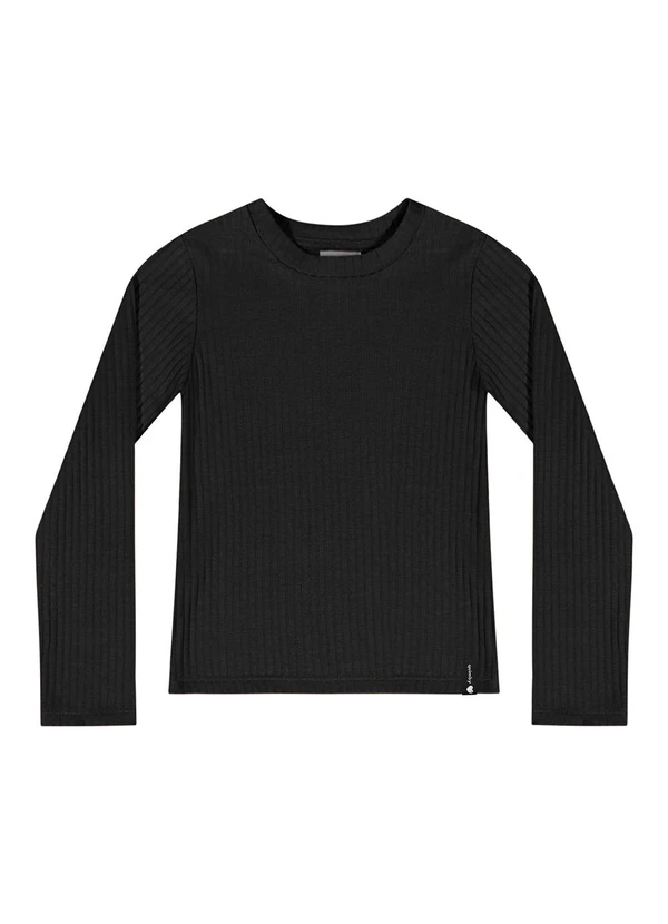 Quimby - Blusa Manga Longa Básica Menina Preto