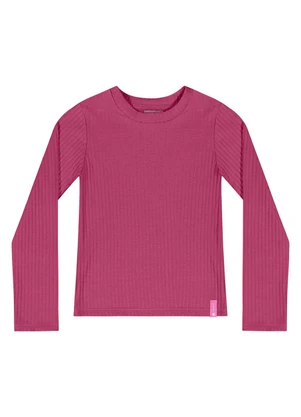 Quimby - Blusa Manga Longa Básica Menina Rosa - QUIMBY