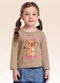 Fakini Kids - Blusa Manga Longa Bordo - variação: Bege
