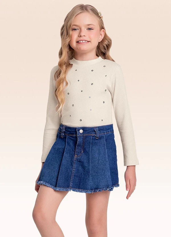 Fakini Kids - Blusa Manga Longa Bege