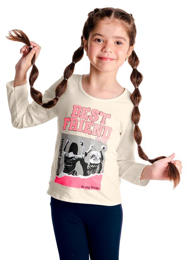 Rovi Kids - Blusa Manga Longa Best Friend Bege