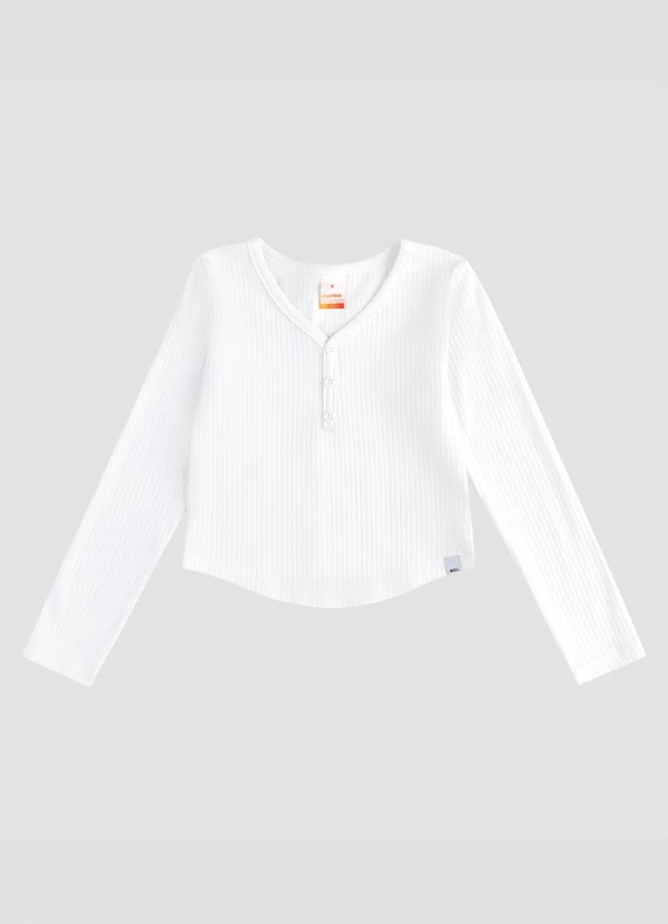 Marisol - Blusa Manga Longa Canelada Marisol Branco