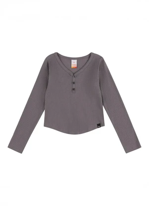 Blusa Manga Longa Canelada Marisol (Cinza) - MARISOL