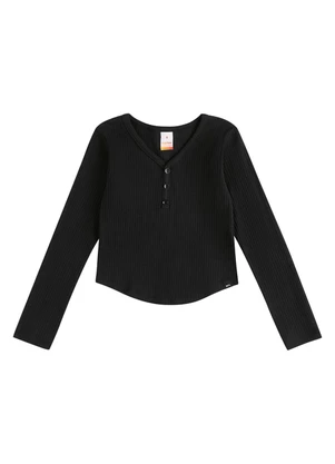 Blusa Manga Longa Canelada Marisol (Preto) - MARISOL