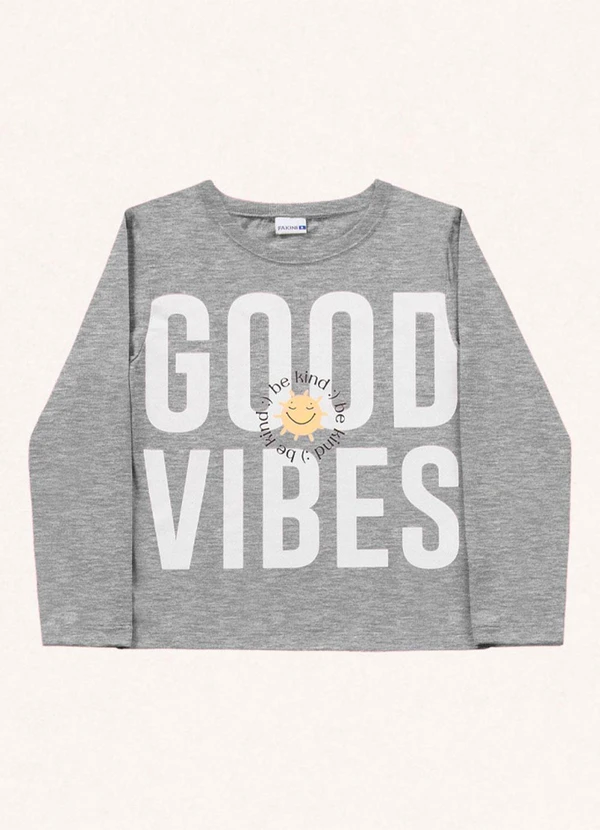 Fakini Kids - Blusa Manga Longa Cinza