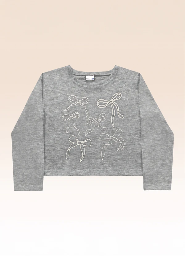 Fakini Kids - Blusa Manga Longa Cinza