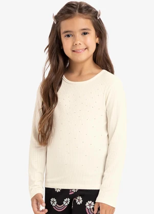 Rovi Kids - Blusa Manga Longa com Aplicação Strass Bege - ROVI KIDS