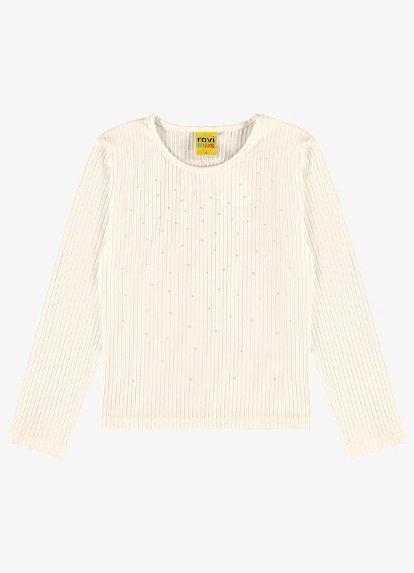 Rovi Kids - Blusa Manga Longa com Aplicação Strass Bege 5