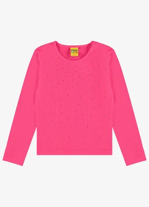 Rovi Kids - Blusa Manga Longa com Aplicação Strass Rosa - ROVI KIDS
