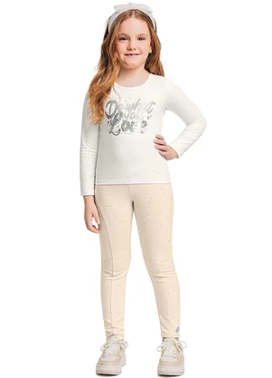 Quimby - Blusa Manga Longa com Glitter Bege - QUIMBY