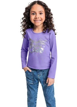 Quimby - Blusa Manga Longa com Glitter Roxo - QUIMBY