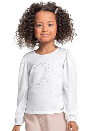 Quimby - Blusa Manga Longa com Strass Branco - QUIMBY