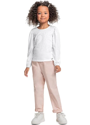 Quimby - Blusa Manga Longa com Strass Branco - QUIMBY