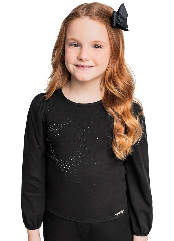 Quimby - Blusa Manga Longa com Strass Preto