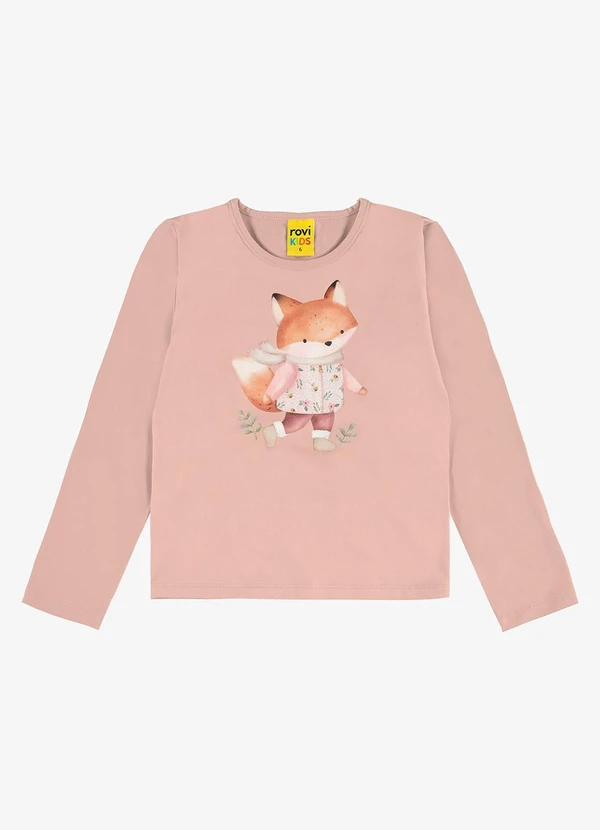 Rovi Kids - Blusa Manga Longa Cotton Rosa