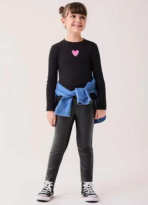 Bimbi - Blusa Manga Longa de Ribana Canelada Preto - BIMBI
