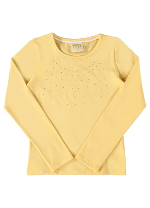 Milli e Nina - Blusa Manga Longa em Cotton Penteado Amarelo - MILLI E NINA