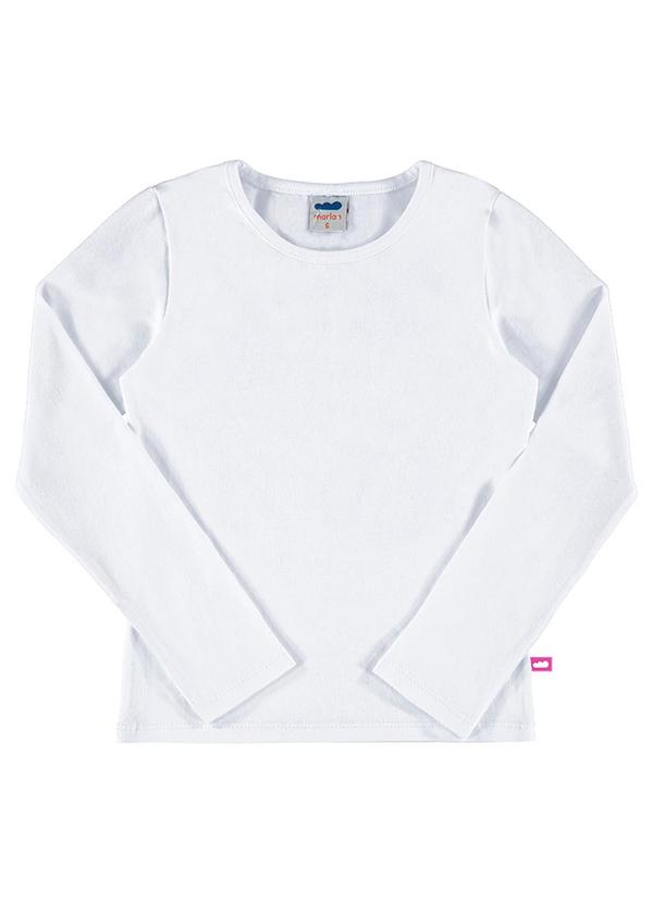 Marlan - Blusa Manga Longa em Cotton Penteado Branco