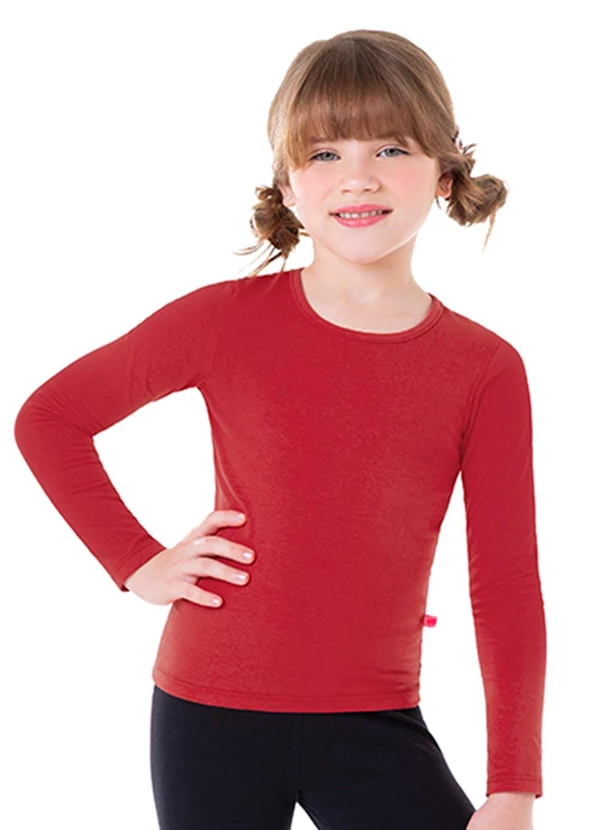 Marlan - Blusa Manga Longa em Cotton Penteado Vermelho