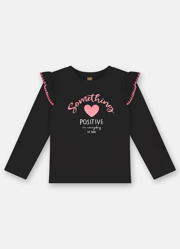 Up Baby - Blusa Manga Longa em Cotton Preto 3