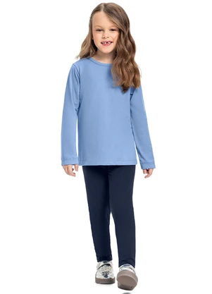 Bee Loop - Blusa Manga Longa em Meia Malha Azul - BEE LOOP