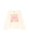 Marlan - Blusa Manga Longa em Meia Malha Penteada Rosa - variação: Bege