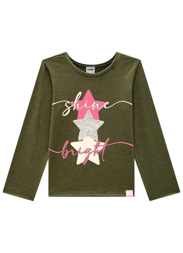 Marlan - Blusa Manga Longa em Meia Malha Penteada Verde