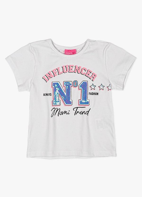 Momi - Blusa Manga Longa Estampa Lettering Branco