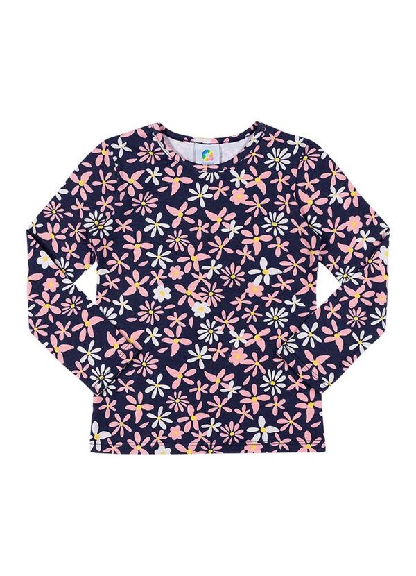 Alenice - Blusa Manga Longa Estampada Menina Azul
