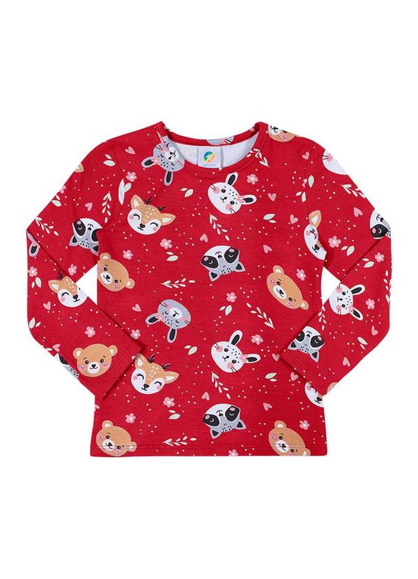 Alenice - Blusa Manga Longa Estampada Menina Vermelho 1