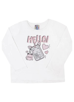 Pulla Bulla - Blusa Manga Longa Menina Branco - PULLA BULLA