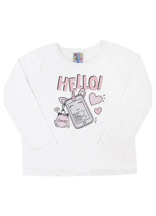 Pulla Bulla - Blusa Manga Longa Menina Branco