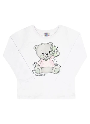 Pulla Bulla - Blusa Manga Longa Menina Branco - PULLA BULLA