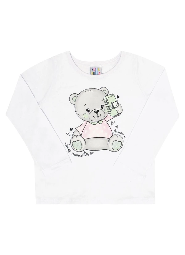 Pulla Bulla - Blusa Manga Longa Menina Branco