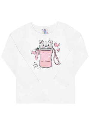 Pulla Bulla - Blusa Manga Longa Menina Branco - PULLA BULLA