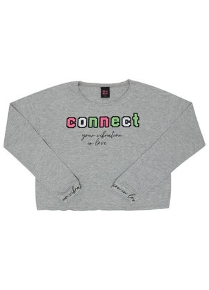 Pulla Bulla - Blusa Manga Longa Menina Cinza - PULLA BULLA