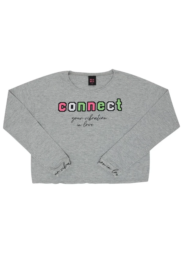 Pulla Bulla - Blusa Manga Longa Menina Cinza