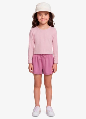 Rovi Kids - Blusa Manga Longa Feminina em Cotton Rosa - ROVI KIDS