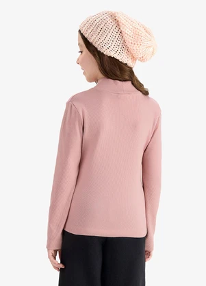 Rovi Kids - Blusa Manga Longa Feminina em Ribana Rosa - ROVI KIDS