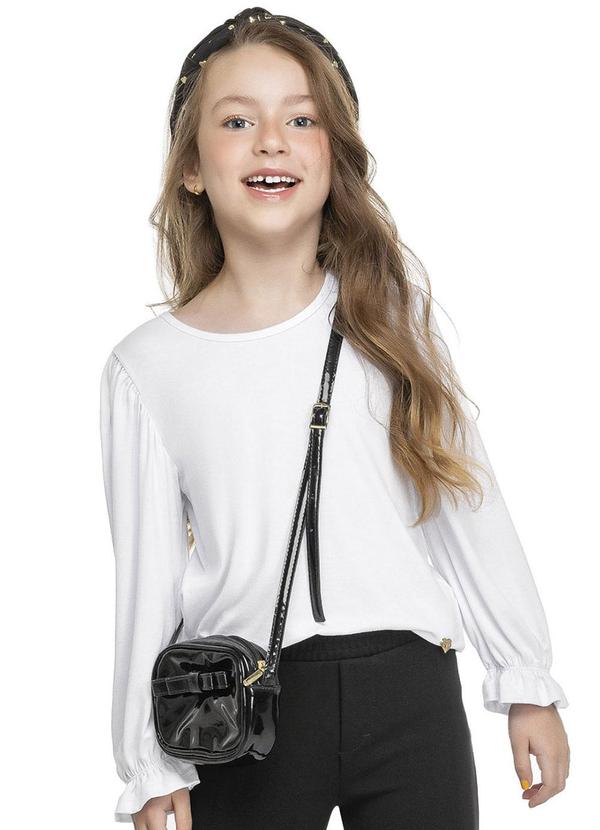Trick Nick - Blusa Manga Longa Menina Frufru Branco