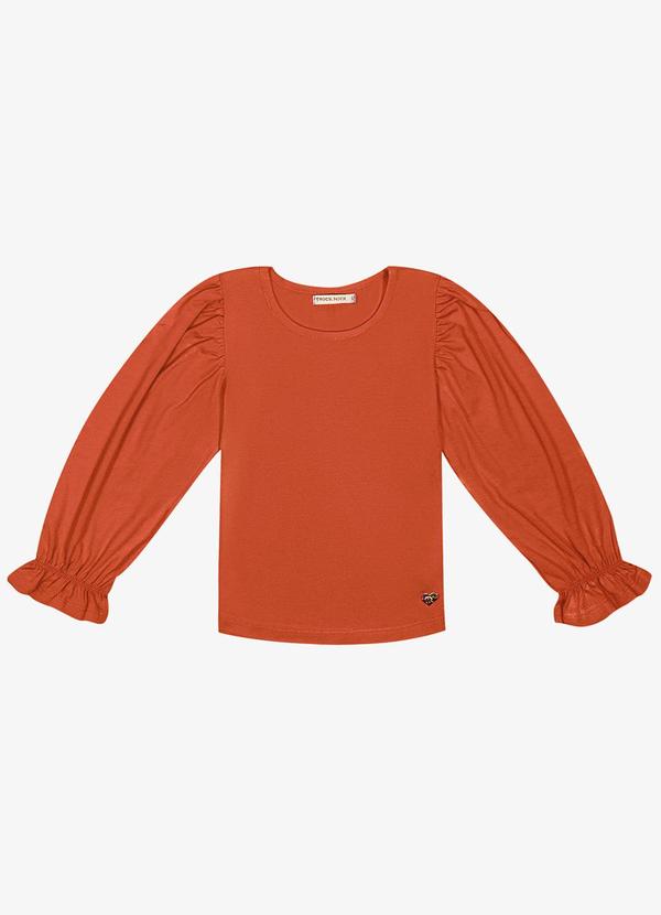 Trick Nick - Blusa Manga Longa Feminina Frufru Laranja