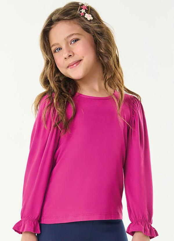 Trick Nick - Blusa Manga Longa Feminina Frufru Rosa