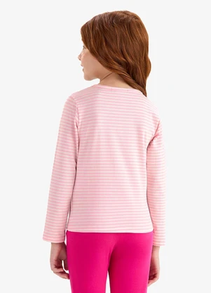 Rovi Kids - Blusa Manga Longa Feminina Listrado Rosa - ROVI KIDS