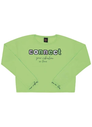 Pulla Bulla - Blusa Manga Longa Menina Verde - PULLA BULLA