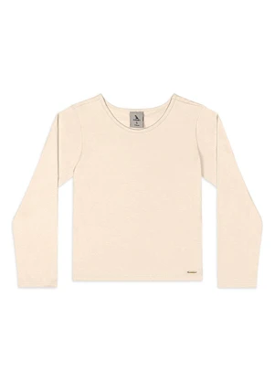 Quimby - Blusa Manga Longa Infantil em Cotton Bege - QUIMBY