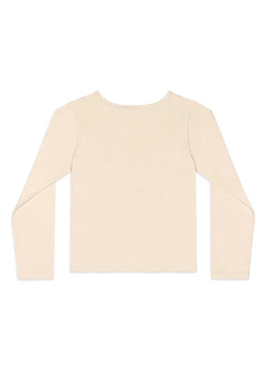 Quimby - Blusa Manga Longa Infantil em Cotton Bege - QUIMBY