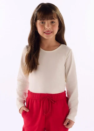Quimby - Blusa Manga Longa Infantil em Cotton Branco - QUIMBY