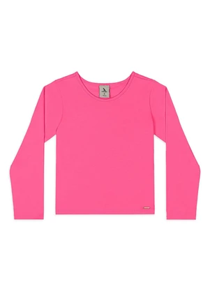 Quimby - Blusa Manga Longa Infantil em Cotton Rosa - QUIMBY